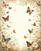 Elegant Butterfly and Floral Whimsical Pattern Rug