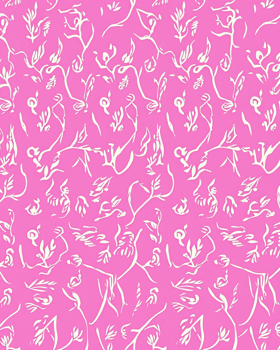 Pink Botanical Abstract Vine Design Rug
