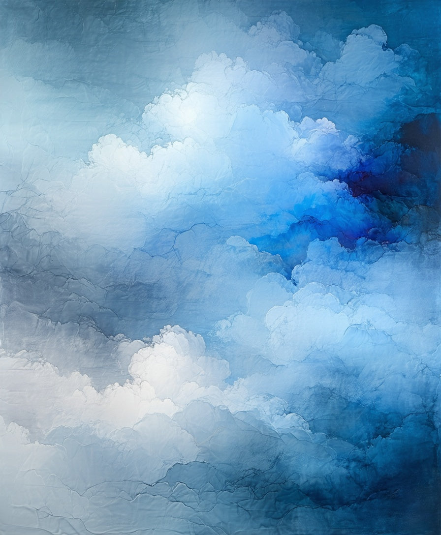 Dreamy Abstract Cloudscape Blue Rug