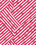 Red White Striped Snowflake Cluster Rug