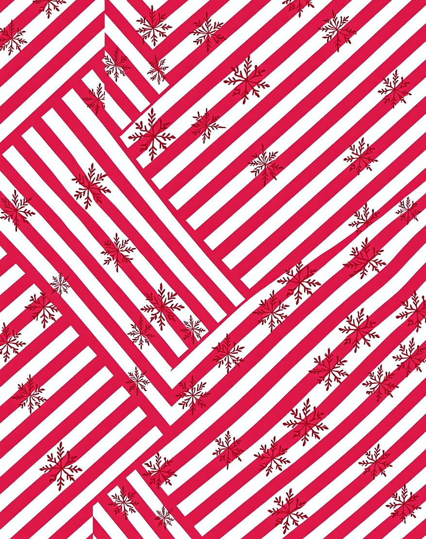 Red White Striped Snowflake Cluster Rug