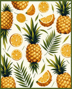 Tropical Pineapple Orange Leaf Pattern Rug
