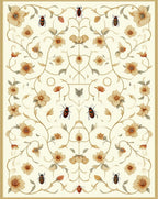 Ornate Floral Insect Botanical Garden Design Rug
