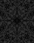 Dark Floral Symmetry Scroll Design Rug