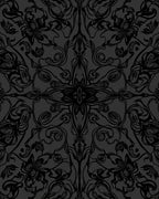 Dark Floral Symmetry Scroll Design Rug