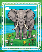 Whimsical Elephant Floral Nature Scene Rug