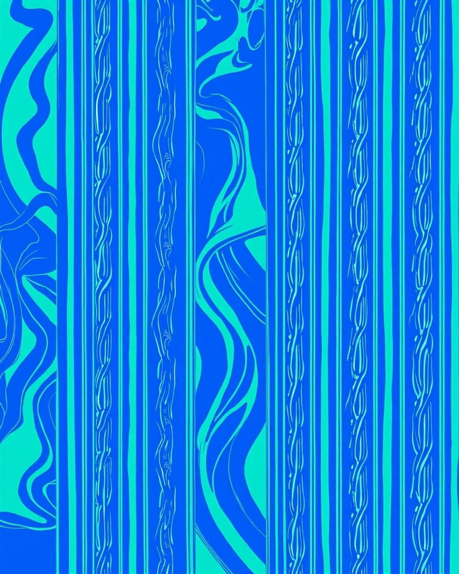 Striped Abstract Swirls Twists Rug