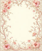 Delicate Pink Floral Scroll Design Rug