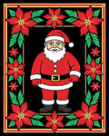 Red Poinsettia Santa Claus Frame Rug