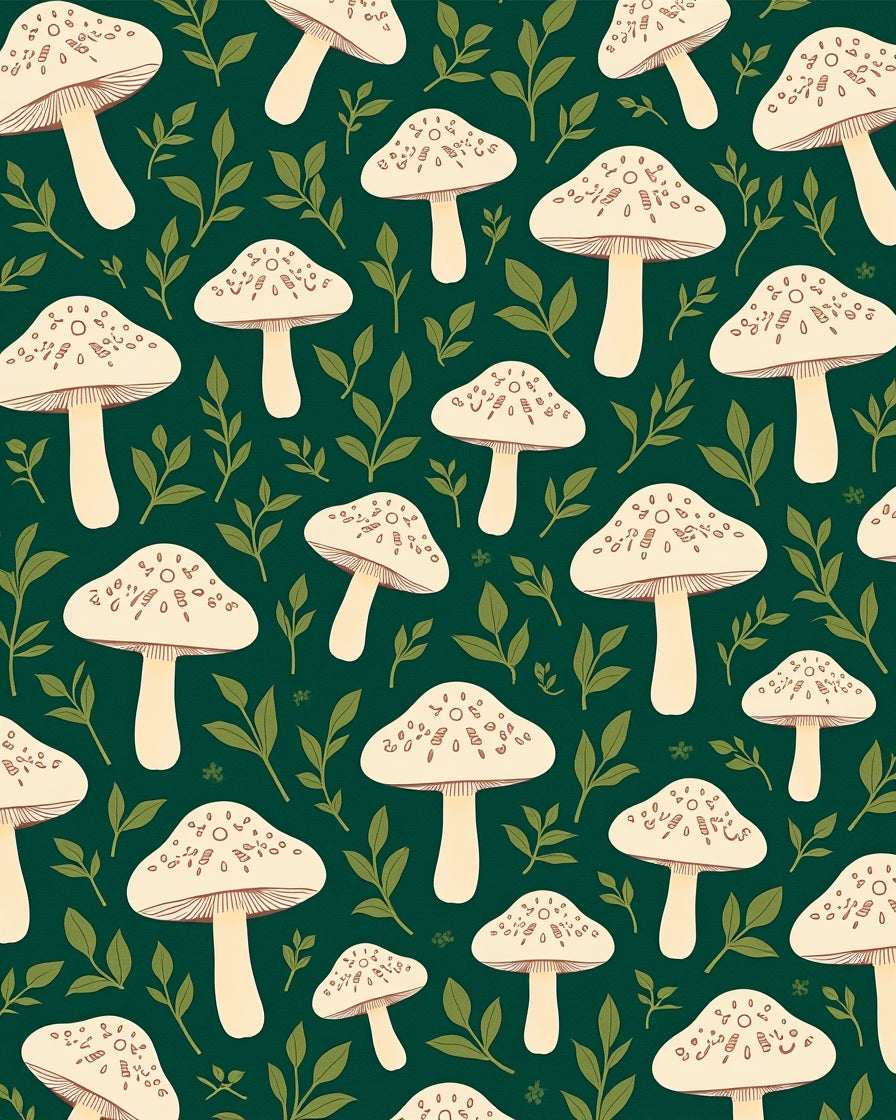 Fantasy Forest Mushroom Pattern Rug