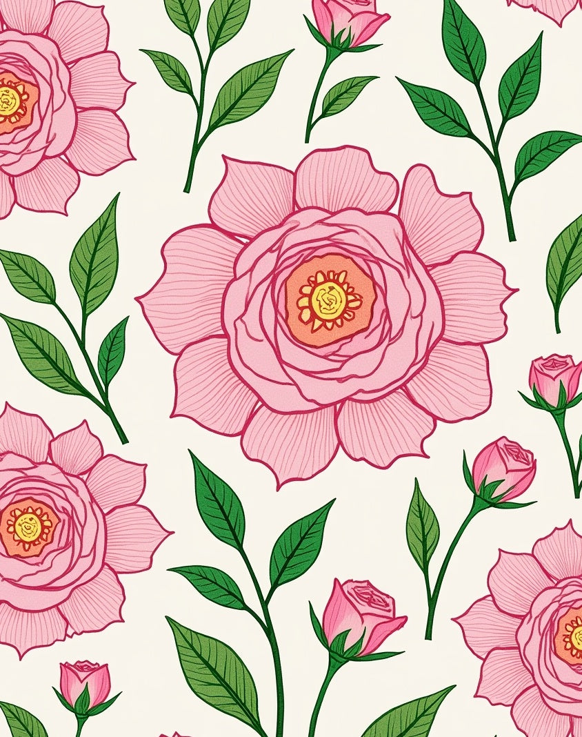 Pink Floral Vines Petals Rug