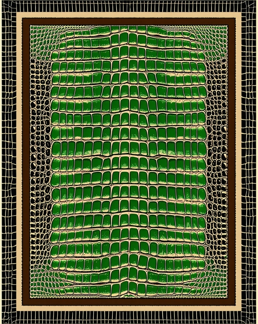 Emerald Crocodile Skin Textured Rug