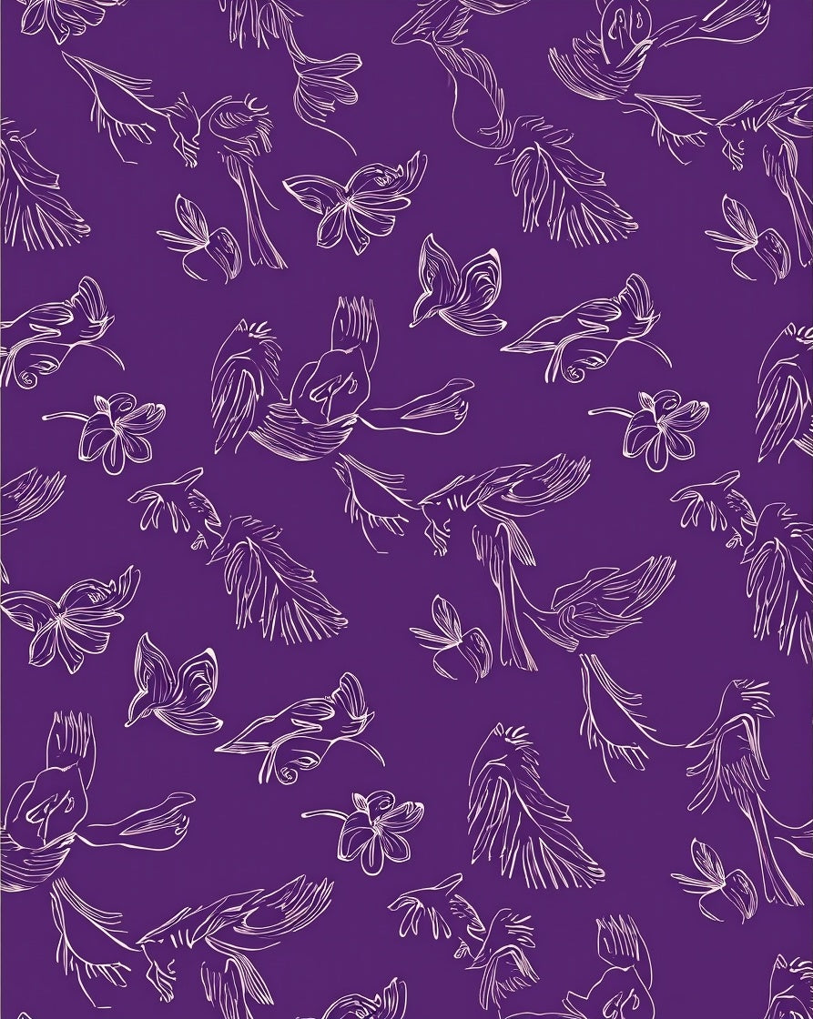 Whimsical Birds And Flowers Drawing Rug