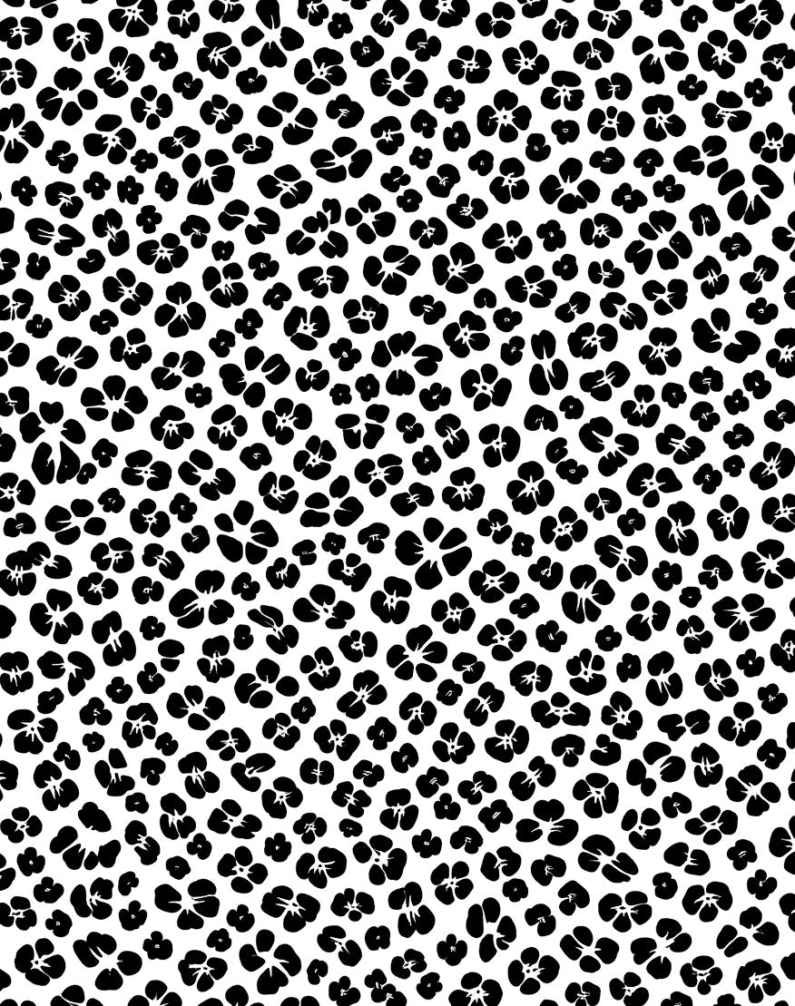 Abstract Black Floral Pattern Rug