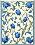 Regal Floral Vine Blue Tulip Rug