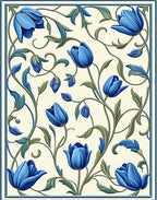 Regal Floral Vine Blue Tulip Rug