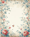 Floral Peony Butterfly Vine Pattern Rug