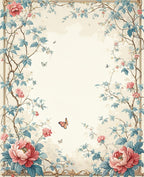 Floral Peony Butterfly Vine Pattern Rug