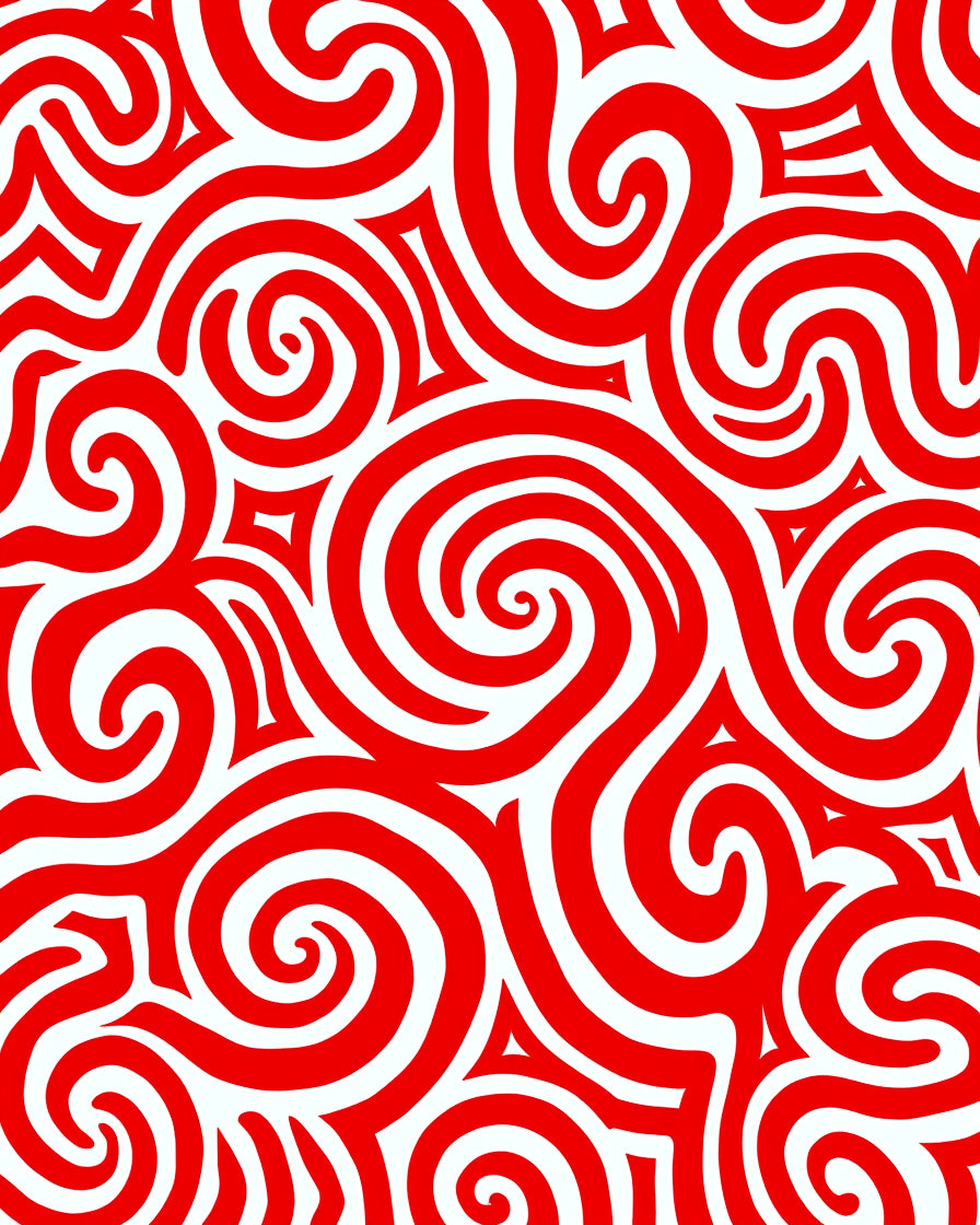Crimson Abstract Swirl Contemporary Rug