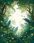 Lush Tropical Forest Birds Flowers Rug