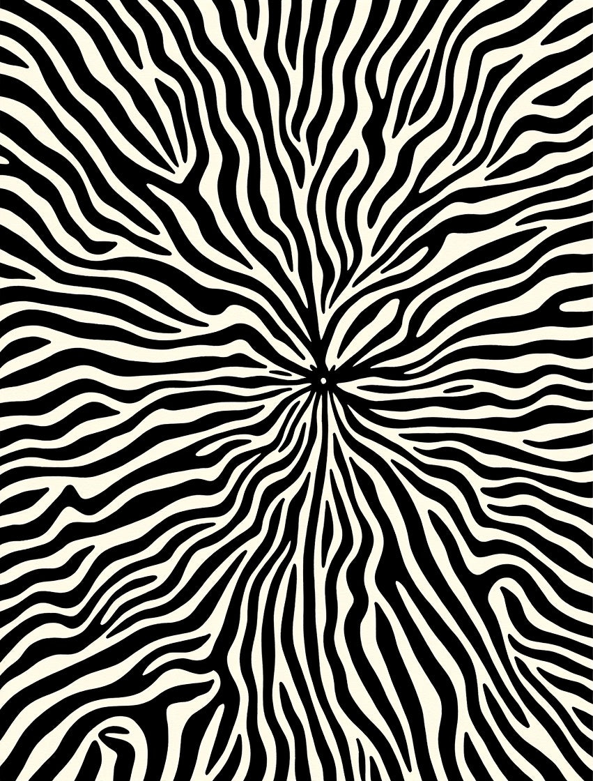 Bold Zebra Print Radiating Pattern Rug