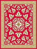 Rich Red Floral Scroll Art Rug