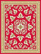 Rich Red Floral Scroll Art Rug