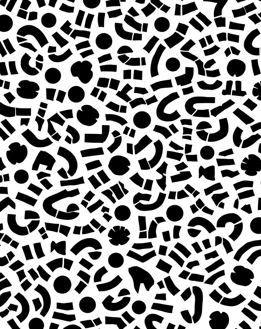Abstract Black White Organic Pattern Rug