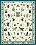 Whimsical Insect Floral Border Pattern Rug