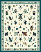 Whimsical Insect Floral Border Pattern Rug
