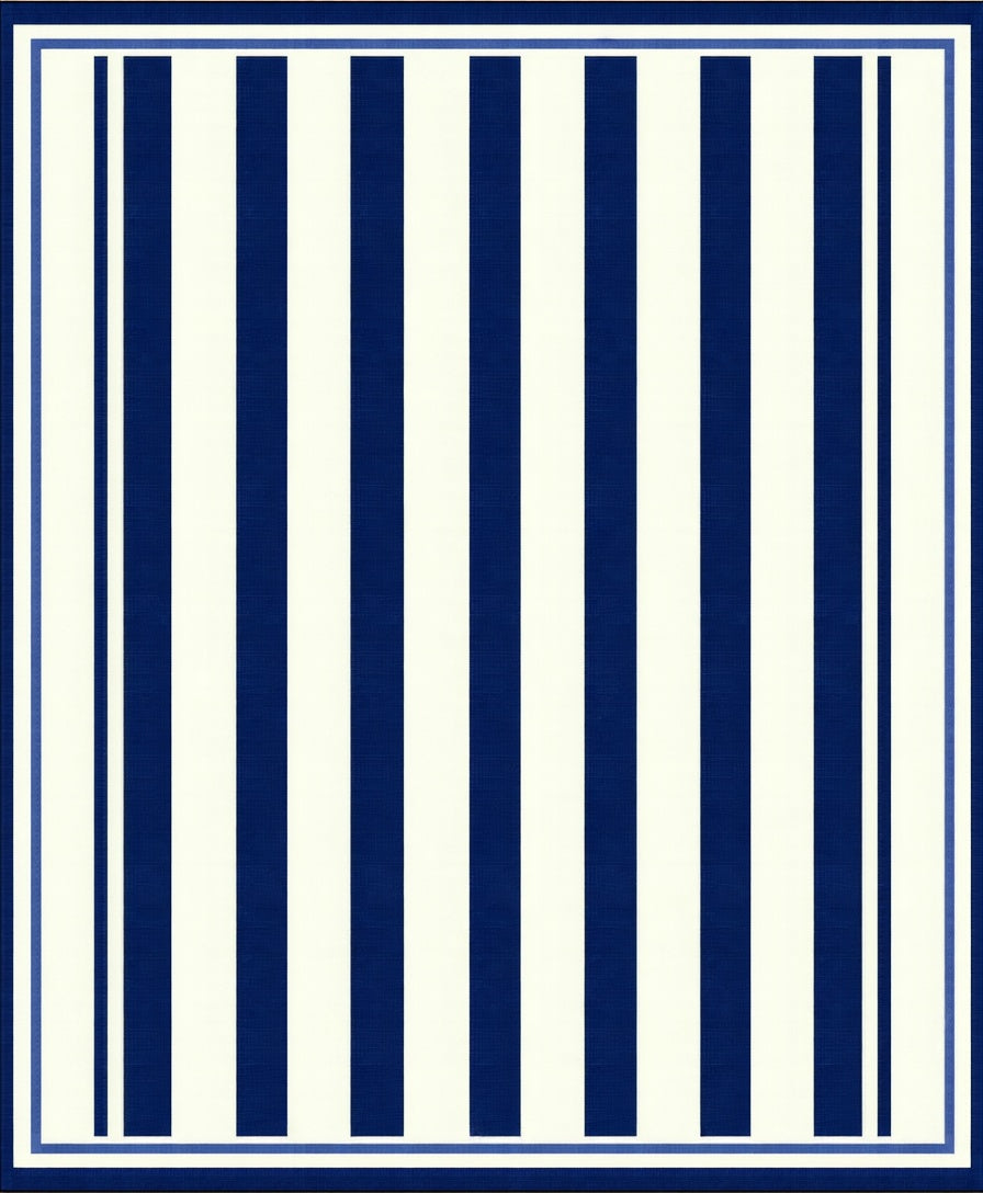 Classic Blue and White Stripe Pattern Rug