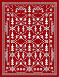 Crimson White Pinecone Floral Brocade Rug