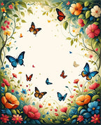 Vibrant Butterflies Flowers Whimsical Meadow Rug