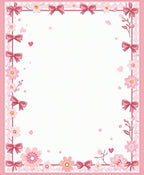 Pink Bows Blossoms Border Design Rug