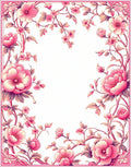 Pink Floral Vine Detailed Artwork Rug