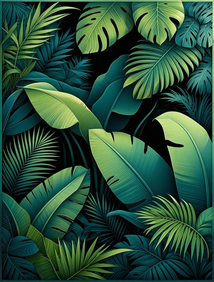 Lush Jungle Leaf Emerald Pattern Rug