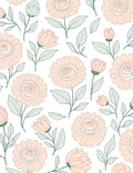 Peachy Floral Line Art Pattern Rug