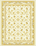 Elegant Gold Floral Scroll Pattern Rug