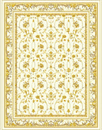 Elegant Gold Floral Scroll Pattern Rug