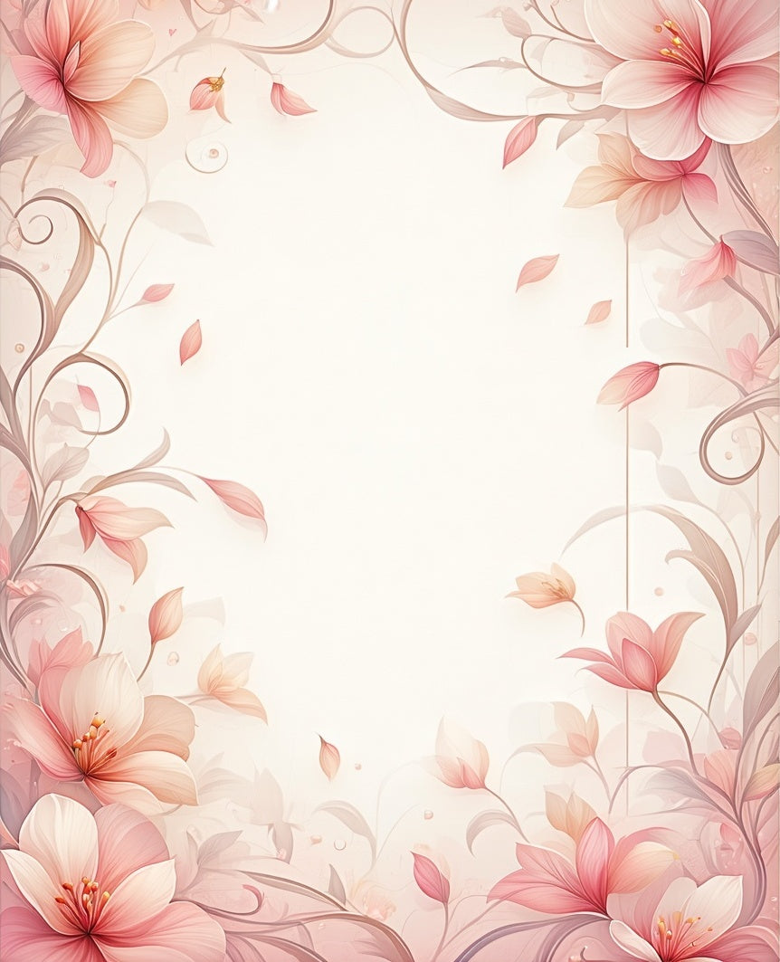 Soft Pink Floral Vines Rug