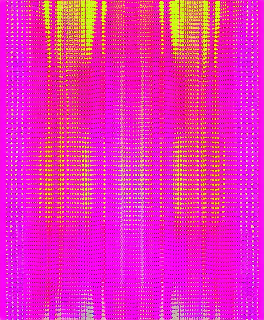 Vibrant Pink Yellow Pixelated Stripes Rug