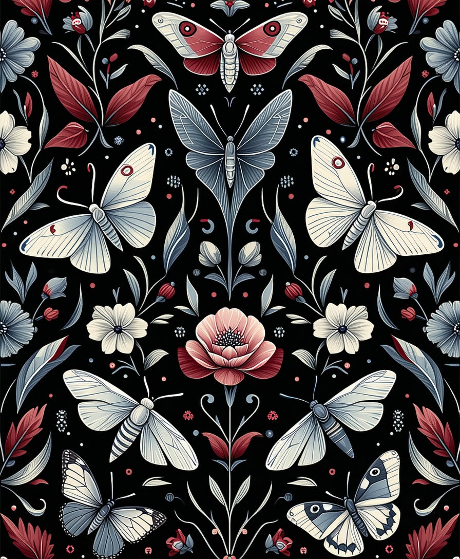 Whimsical Butterfly Floral Pattern Design Rug
