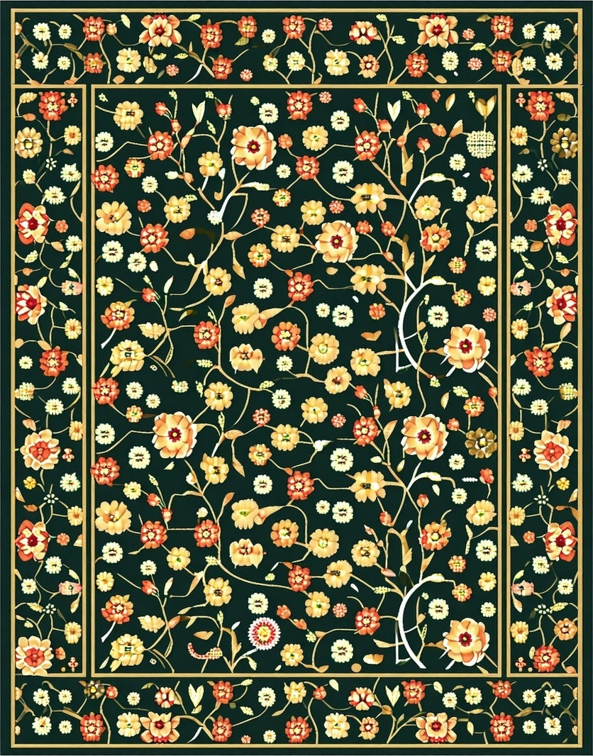 Antique Floral Vine Pattern Rug