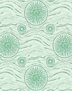 Seafoam Green Radial Medallion Swirl Rug