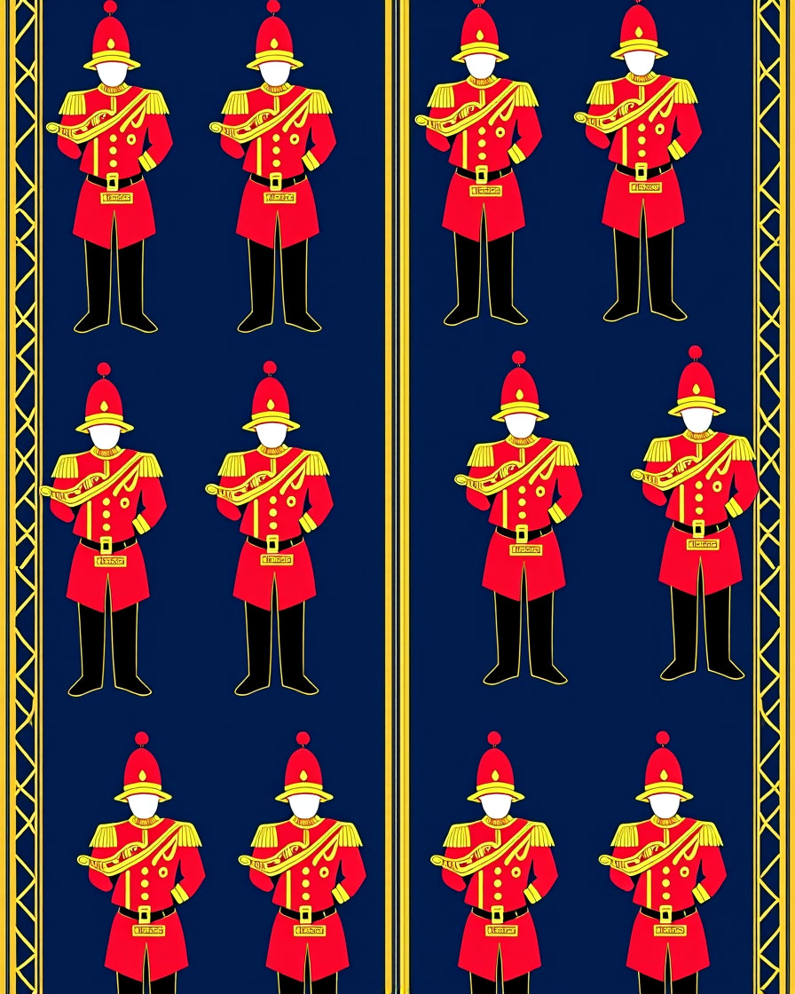 Red Drummer Guards Repeating Motif Rug