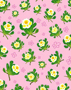 Pink Floral Pattern with White Flowers Rug