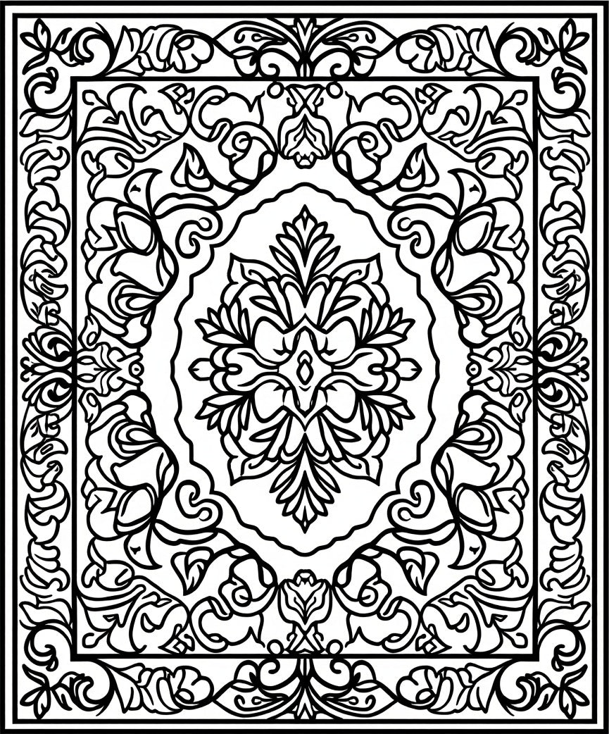 Ornate Floral Scrollwork Rug