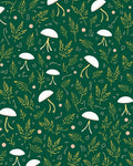 Whimsical Fern And Mushroom Pattern Rug