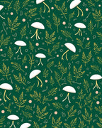 Whimsical Fern And Mushroom Pattern Rug