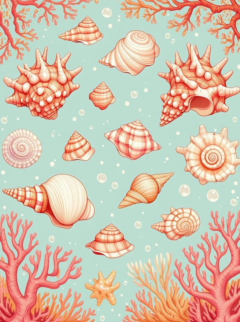 Ocean Coral And Seashell Pattern Rug